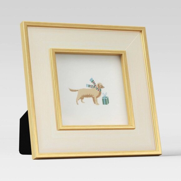 4" X 4" Holiday Single Image Frame Gold/White - Threshold™ - Picture 1 of 3